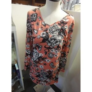 Laugh out loud‎ always butterfly flowers roses dress XL bell sleeve NWT